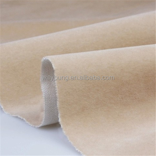 Flocking Fabric Laminated Cotton 150cm Khaki Color 100% Nylon Fur And Cotton Base Tc Fabric For Sofa Cushion Car Seat Covers